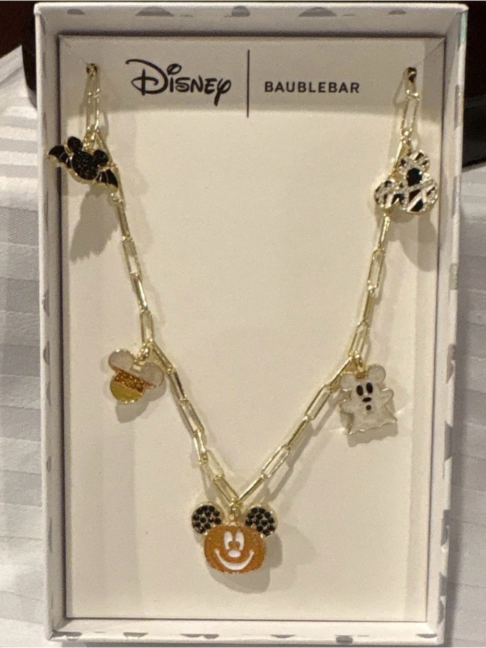 Disney BaubleBar Gold-tone Halloween Mickey Charm Necklace - Gold and Black